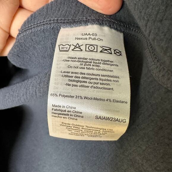 RAB Nexus Men's Small 1/2 Zip Wool Blend Steel‎ Gray Pullover Hiking Outdoor NWT - Picture 5 of 6